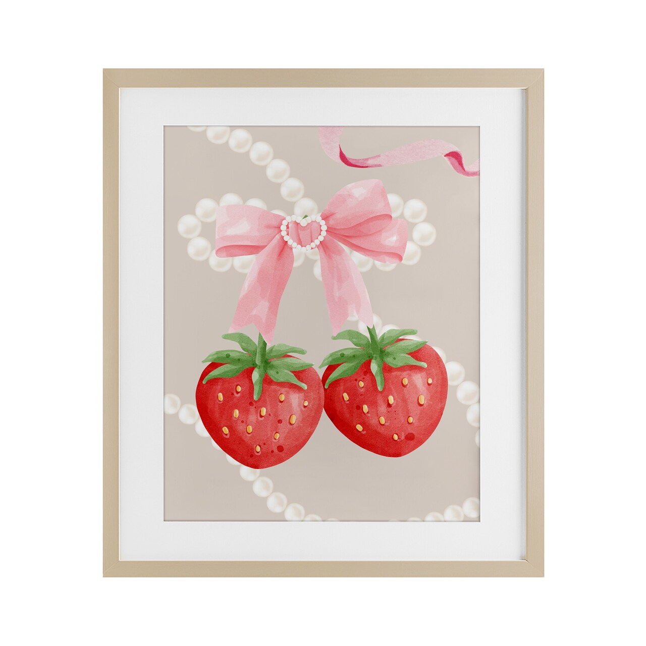 Stupell Industries Feminine Strawberry Pearls Framed Print Under Glass, design by Jesse Keith